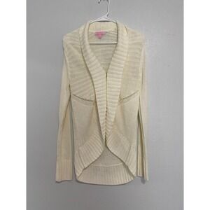 Lilly Pulitzer Cream‎ Knit Open Front Cardigan Sweater Women's Small